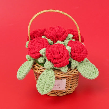 Ornement de panier de fleurs de roses tressées