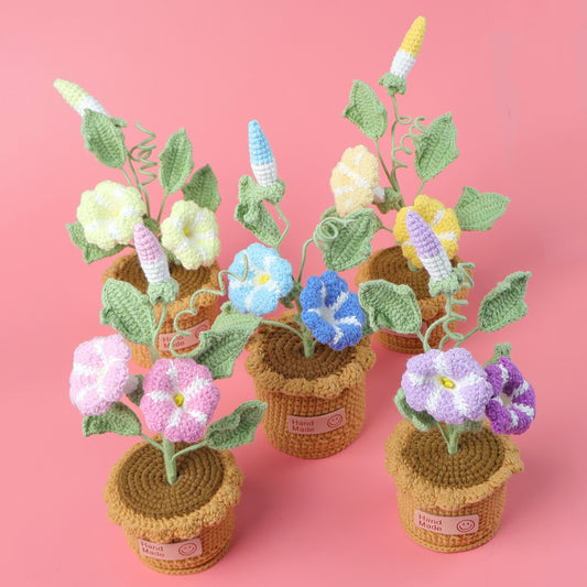 Ornement tissé « Morning Glory » dans un pot