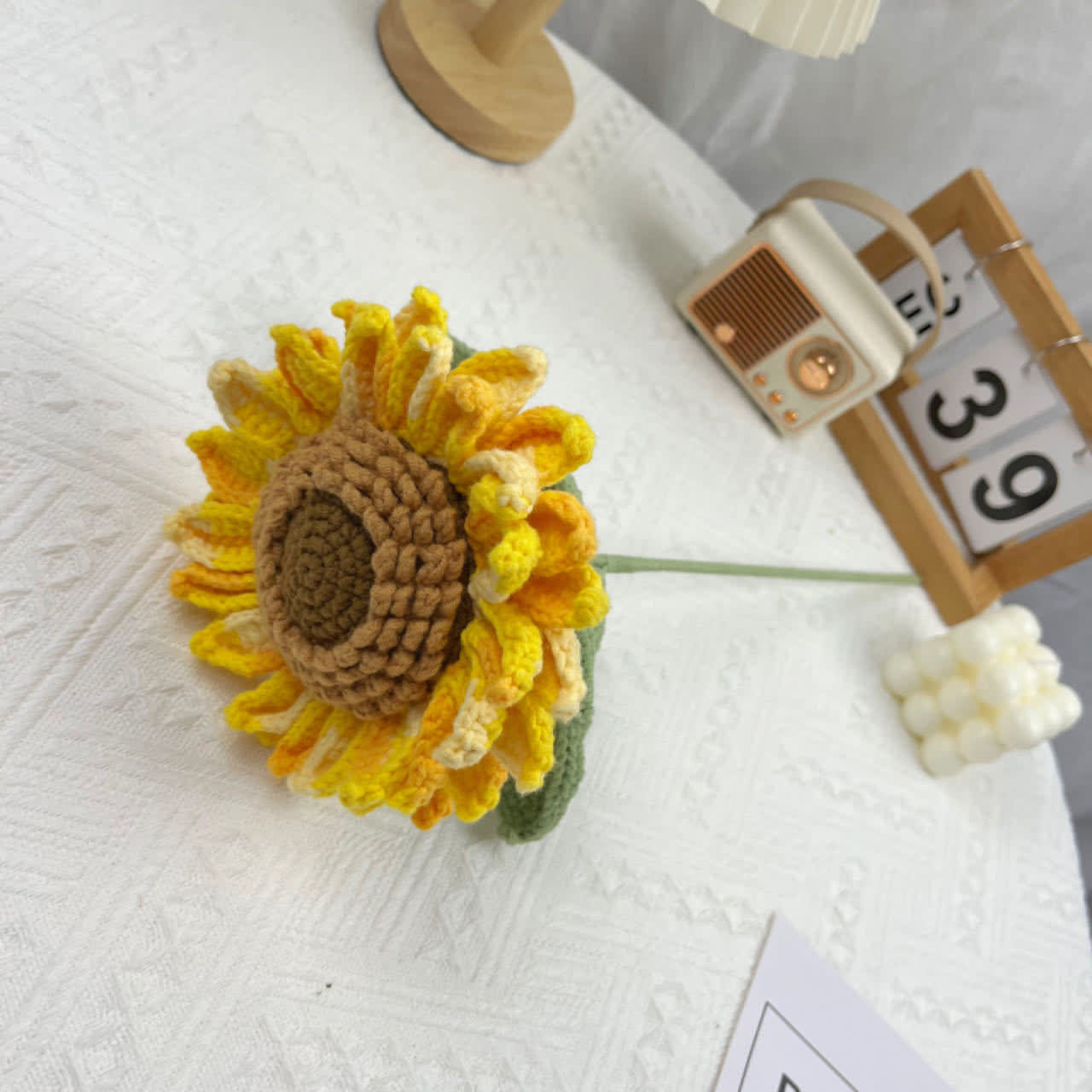Ornement de bouquet de tournesols tissé de style ferme