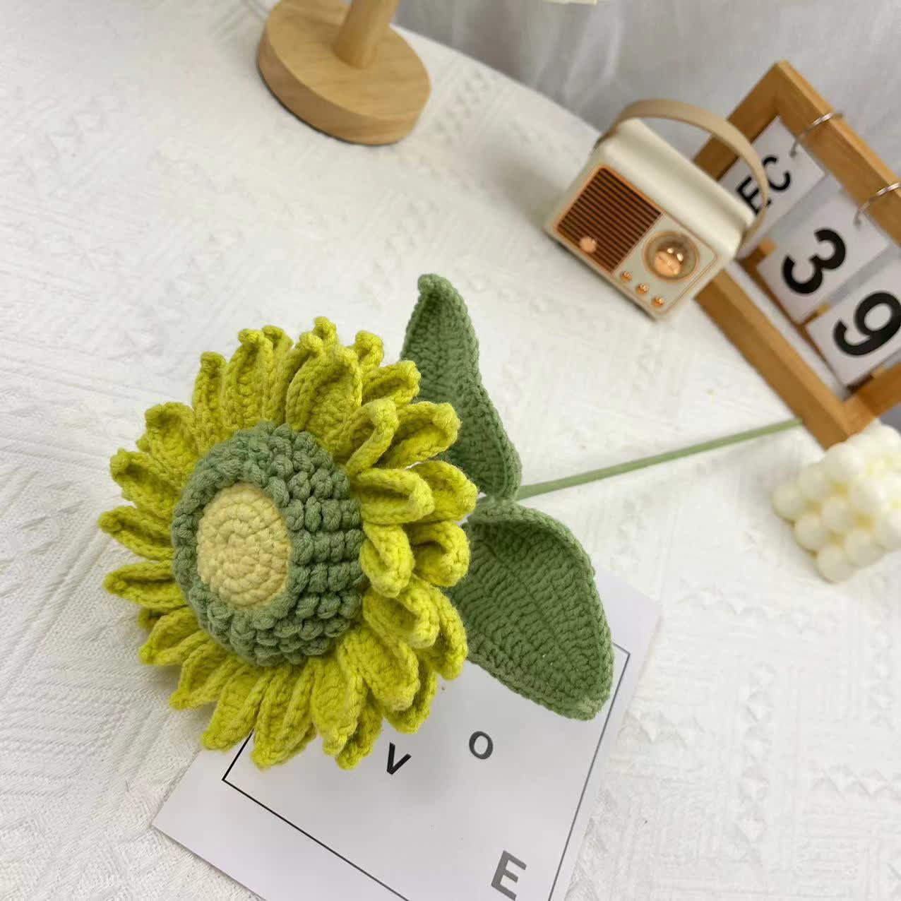 Ornement de bouquet de tournesols tissé de style ferme