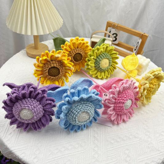 Ornement de bouquet de tournesols tissé de style ferme