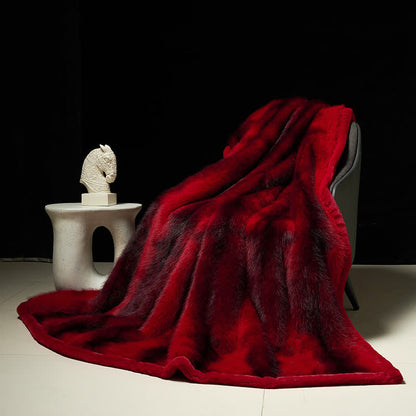 Couverture chaude avec dégradé de couleurs en fausse fourrure