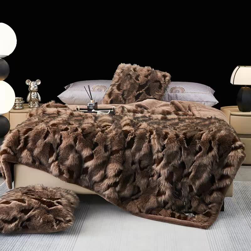 Couverture d'hiver en fausse fourrure jacquard douce