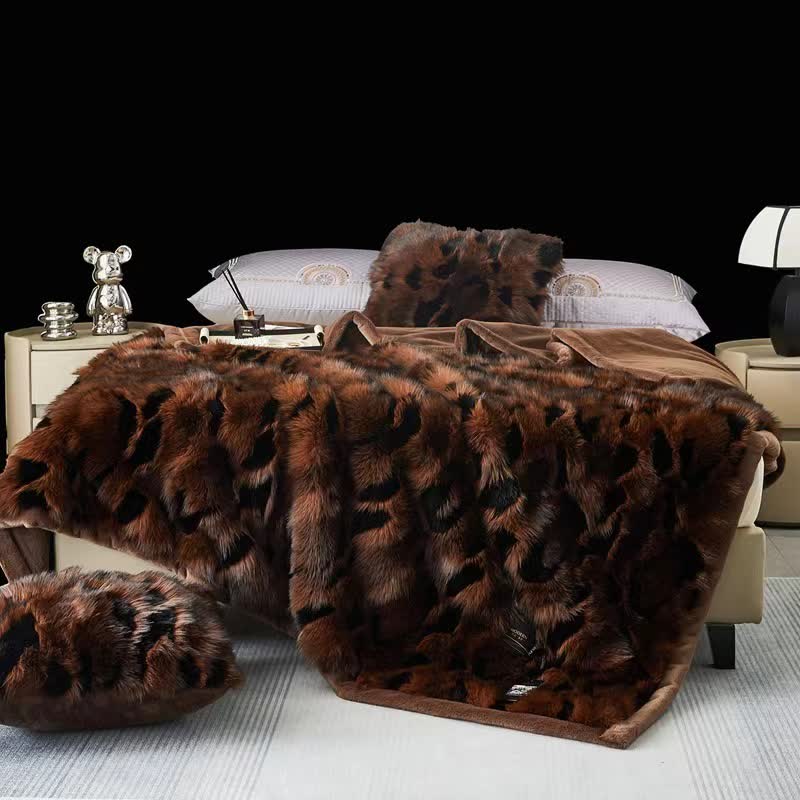 Couverture d'hiver en fausse fourrure jacquard douce