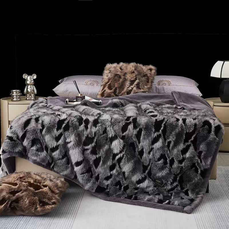Couverture d'hiver en fausse fourrure jacquard douce