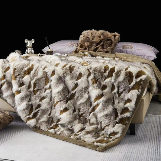 Couverture d'hiver en fausse fourrure jacquard douce