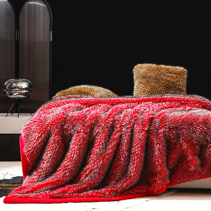 Couverture d'hiver douce et luxueuse en fausse fourrure