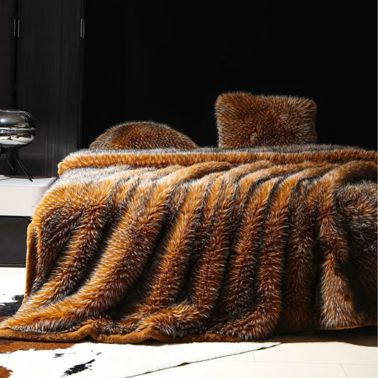 Couverture d'hiver douce et luxueuse en fausse fourrure