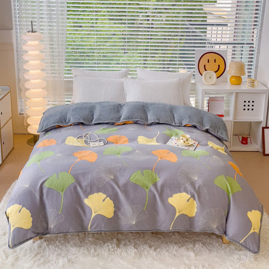Parure de lit en coton avec feuilles de ginkgo (4 pièces)