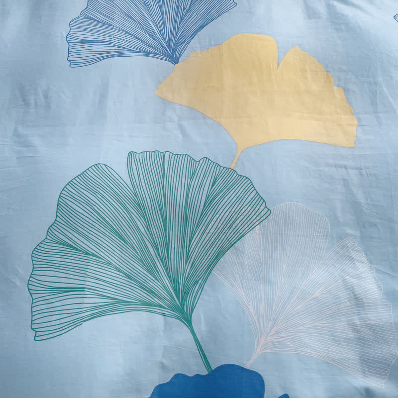Parure de lit douce avec feuilles de ginkgo (4 pièces)