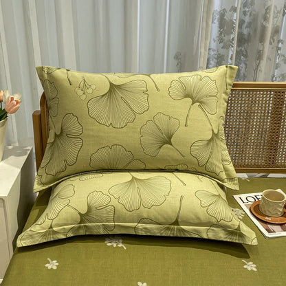 Linge de lit en coton brossé avec feuilles de ginkgo
