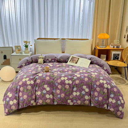 Linge de lit élégant en coton brossé style tulipe