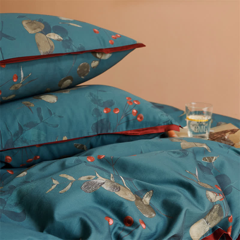 Parure de lit en coton de style littéraire rétro (4 pièces)