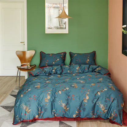 Parure de lit en coton de style littéraire rétro (4 pièces)