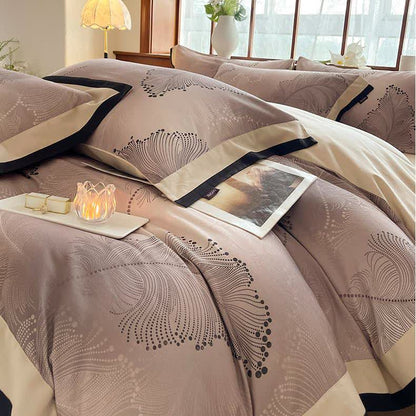 Parure de lit luxueuse en coton brossé à motif floral (4 pièces)