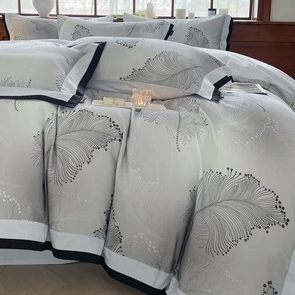 Parure de lit luxueuse en coton brossé à motif floral (4 pièces)