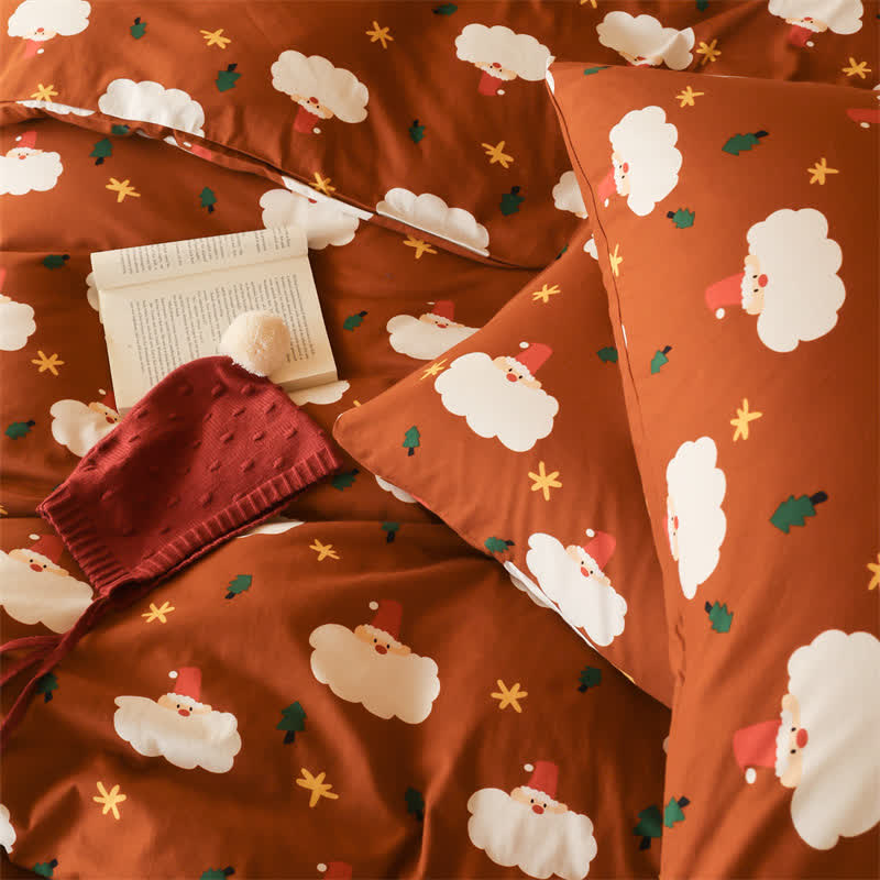 Parure de lit Père Noël en pur coton (4 pièces)