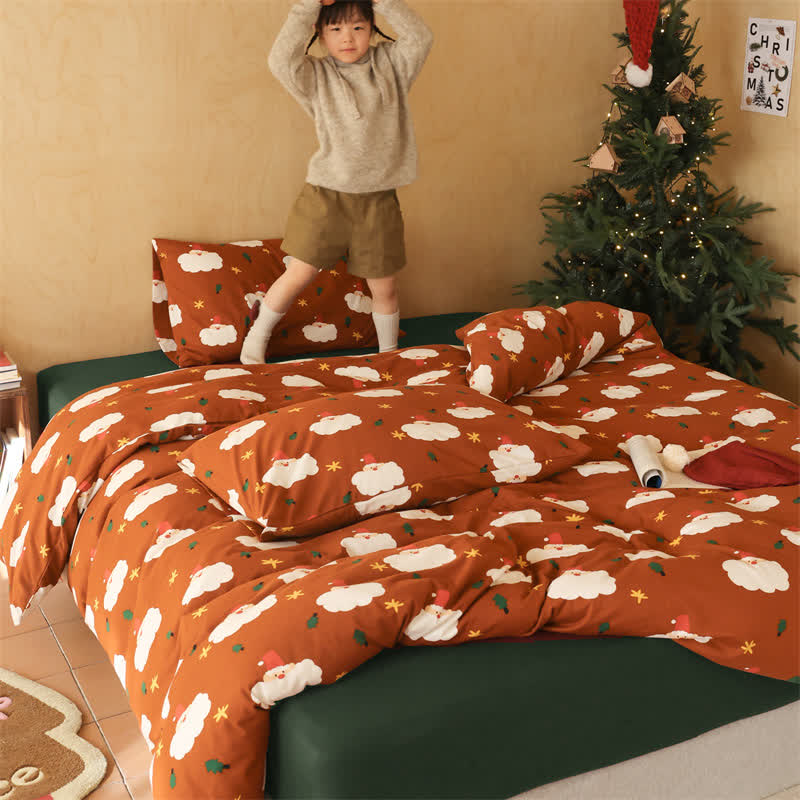Parure de lit Père Noël en pur coton (4 pièces)
