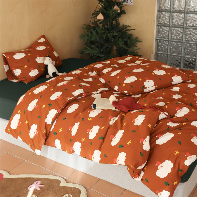 Parure de lit Père Noël en pur coton (4 pièces)
