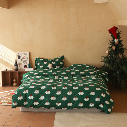 Parure de lit de Noël en coton doux (4 pièces)