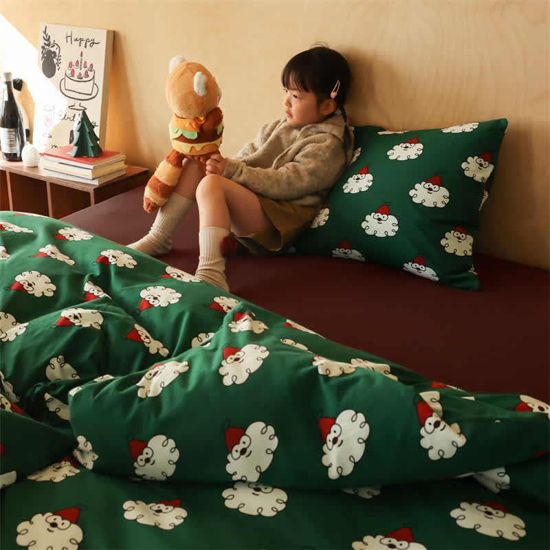 Parure de lit de Noël en coton doux (4 pièces)
