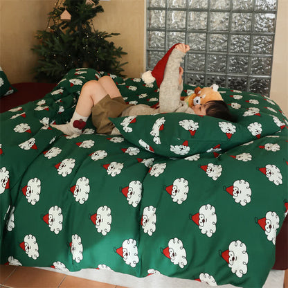 Parure de lit de Noël en coton doux (4 pièces)