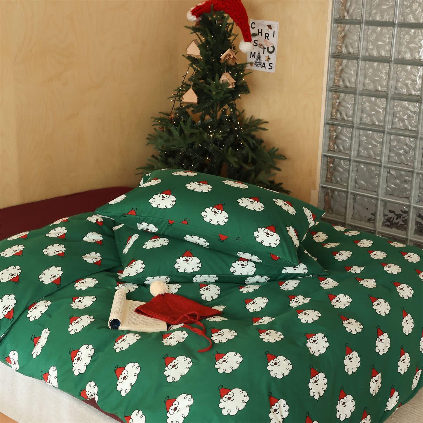 Parure de lit de Noël en coton doux (4 pièces)