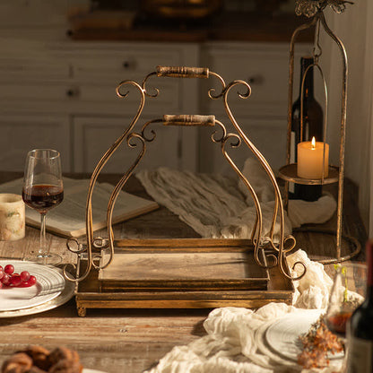 Plateau de rangement vintage en fer pour fruits à pain (2 pièces)