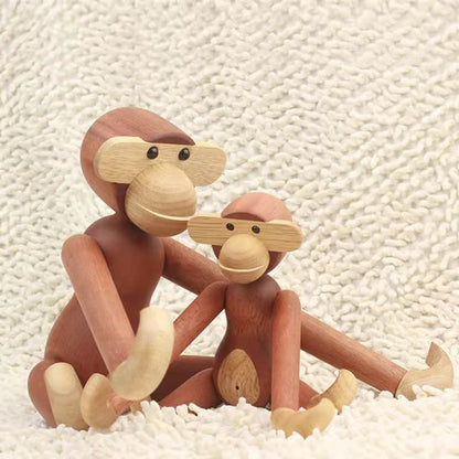 Poupée singe mobile décorative en bois massif