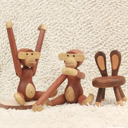 Poupée singe mobile décorative en bois massif