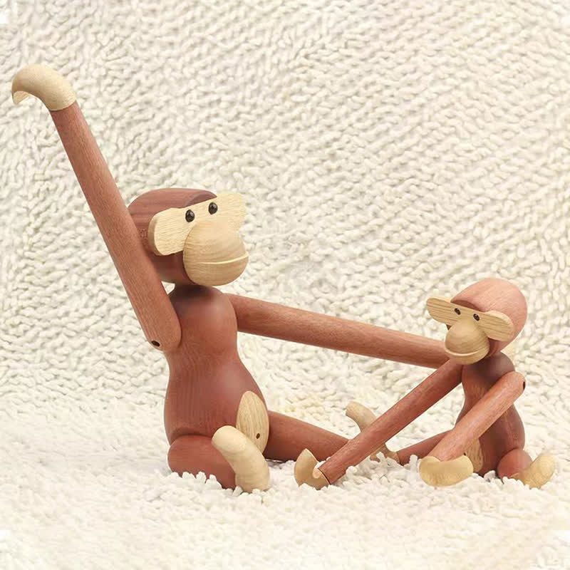 Poupée singe mobile décorative en bois massif