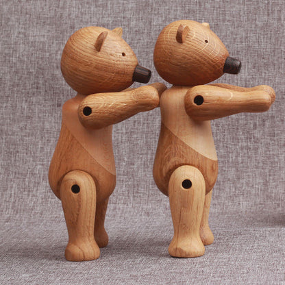 Poupée ours en bois mobile décorative