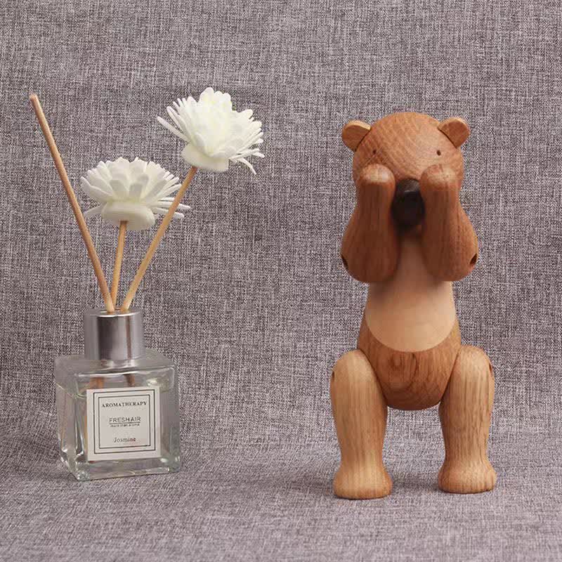 Poupée ours en bois mobile décorative