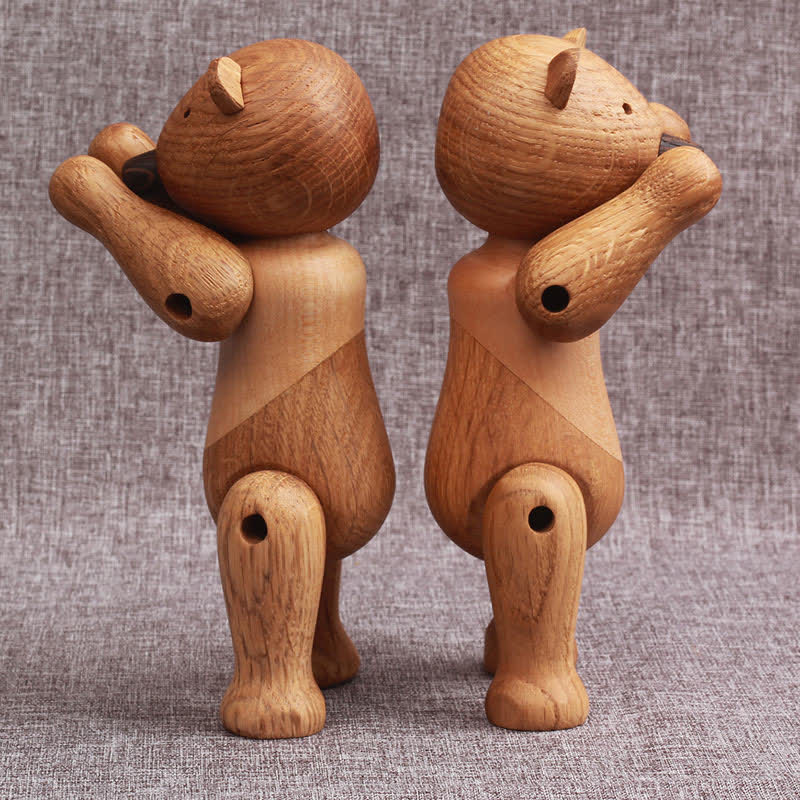 Poupée ours en bois mobile décorative