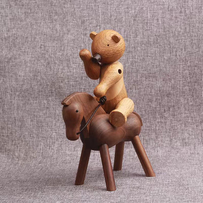 Poupée ours en bois mobile décorative