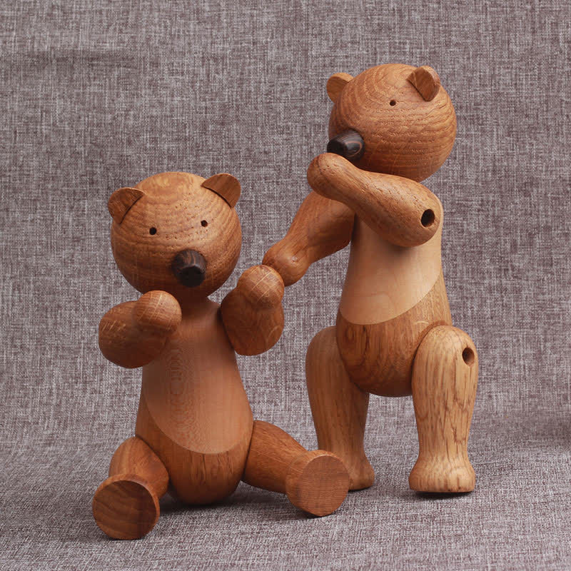 Poupée ours en bois mobile décorative