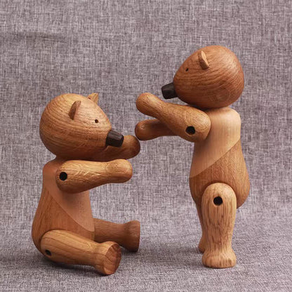 Poupée ours en bois mobile décorative