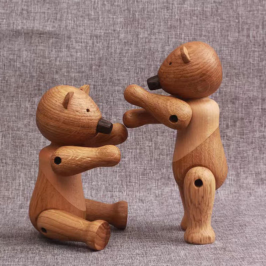 Poupée ours en bois mobile décorative