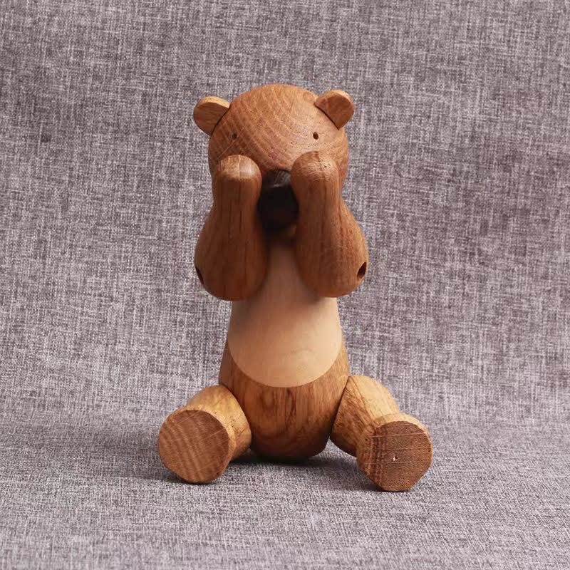 Poupée ours en bois mobile décorative