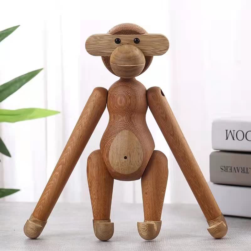 Poupée singe mobile décorative en bois massif