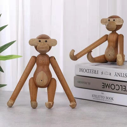 Poupée singe mobile décorative en bois massif