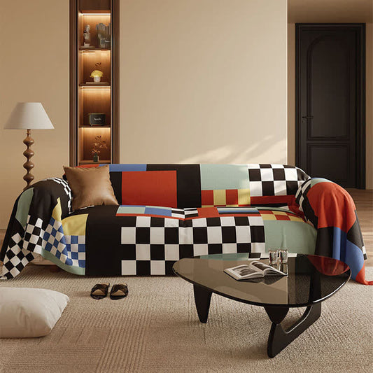 Housse de canapé douce au style à carreaux moderne