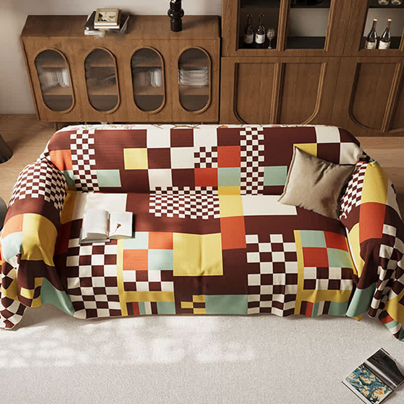 Housse de canapé douce au style à carreaux moderne