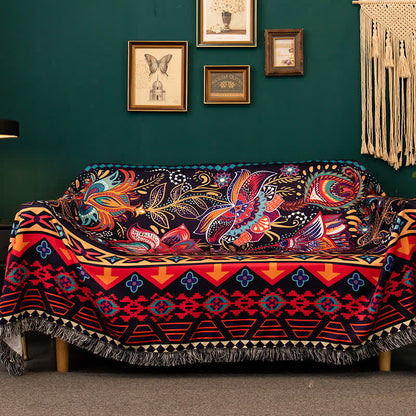 Housse de canapé douce avec motif floral et papillons de style bohème