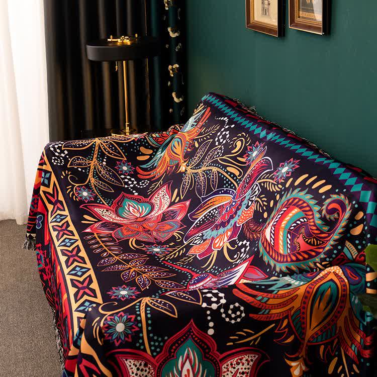 Housse de canapé douce avec motif floral et papillons de style bohème
