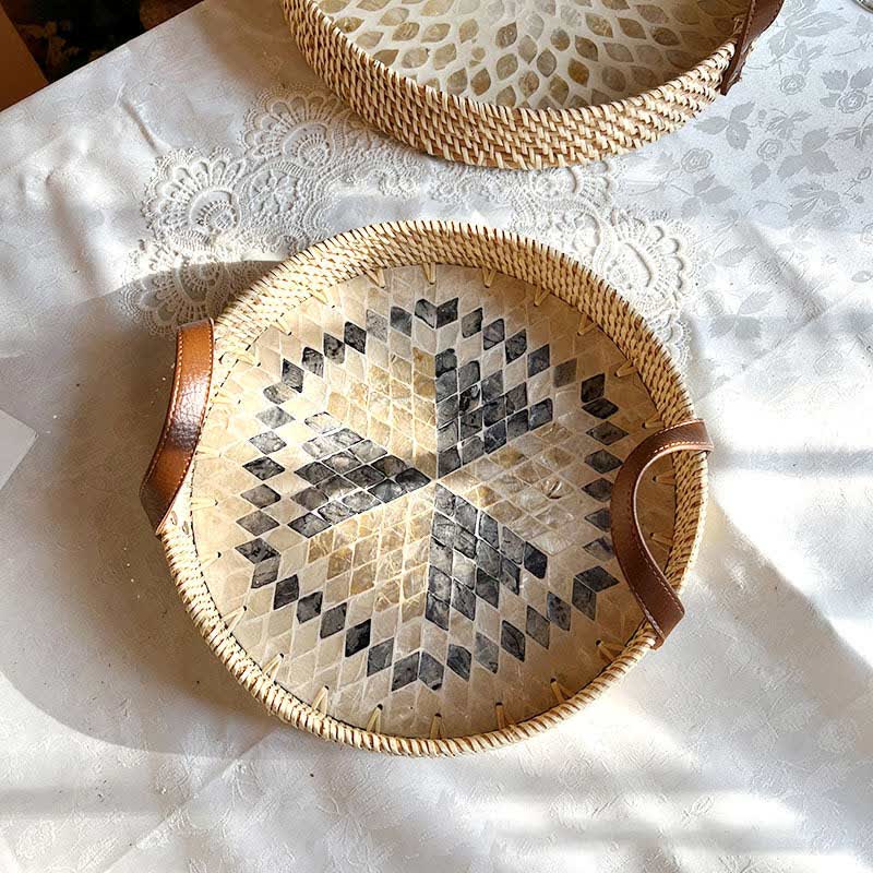 Panier de rangement en rotin tressé de style ferme