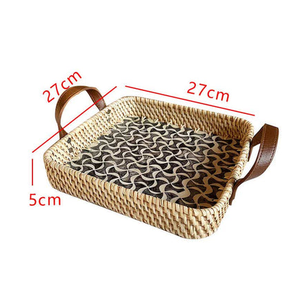 Panier de rangement en rotin tressé de style ferme