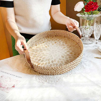 Panier de rangement en rotin tressé de style ferme