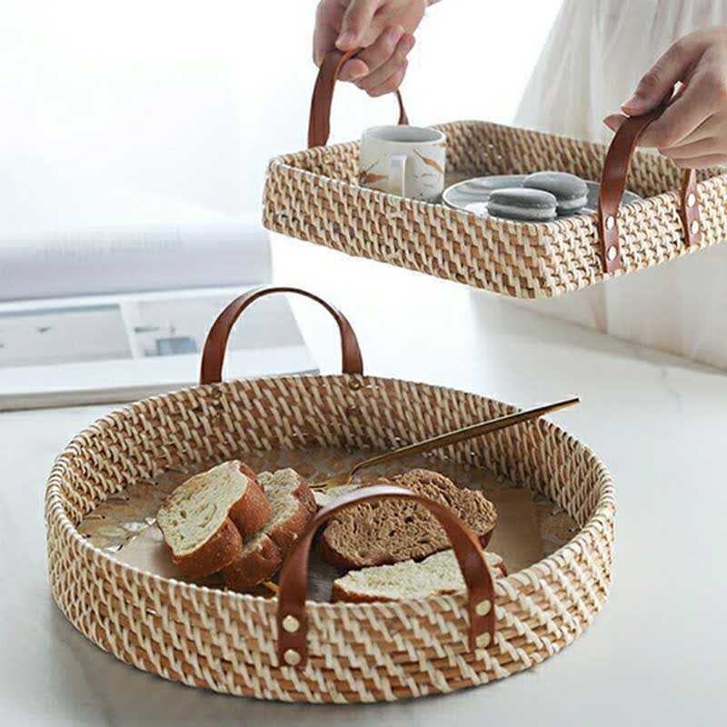 Panier de rangement en rotin tressé de style ferme