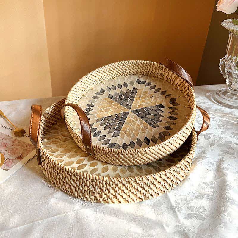 Panier de rangement en rotin tressé de style ferme
